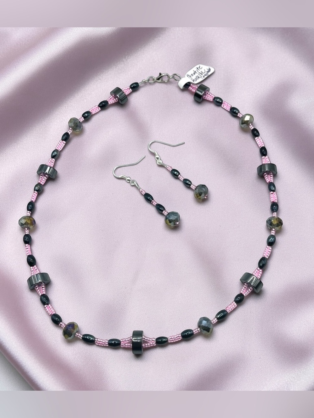 Hematite & Crystals Necklace Set - Picture 1 of 3